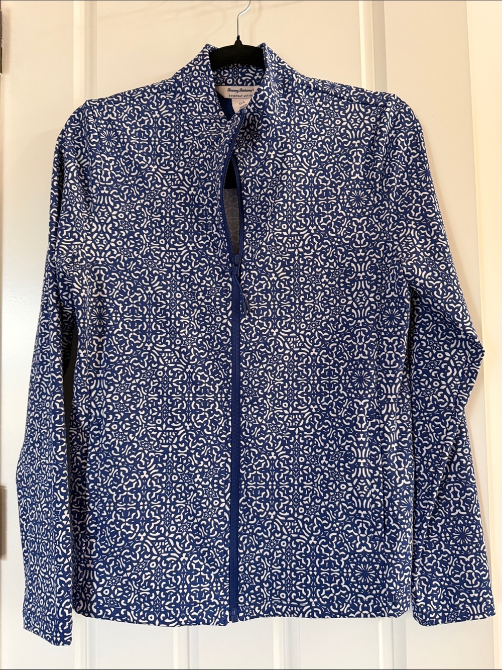 Tommy Bahama Navy & White Geometric Zip-Up Jacket